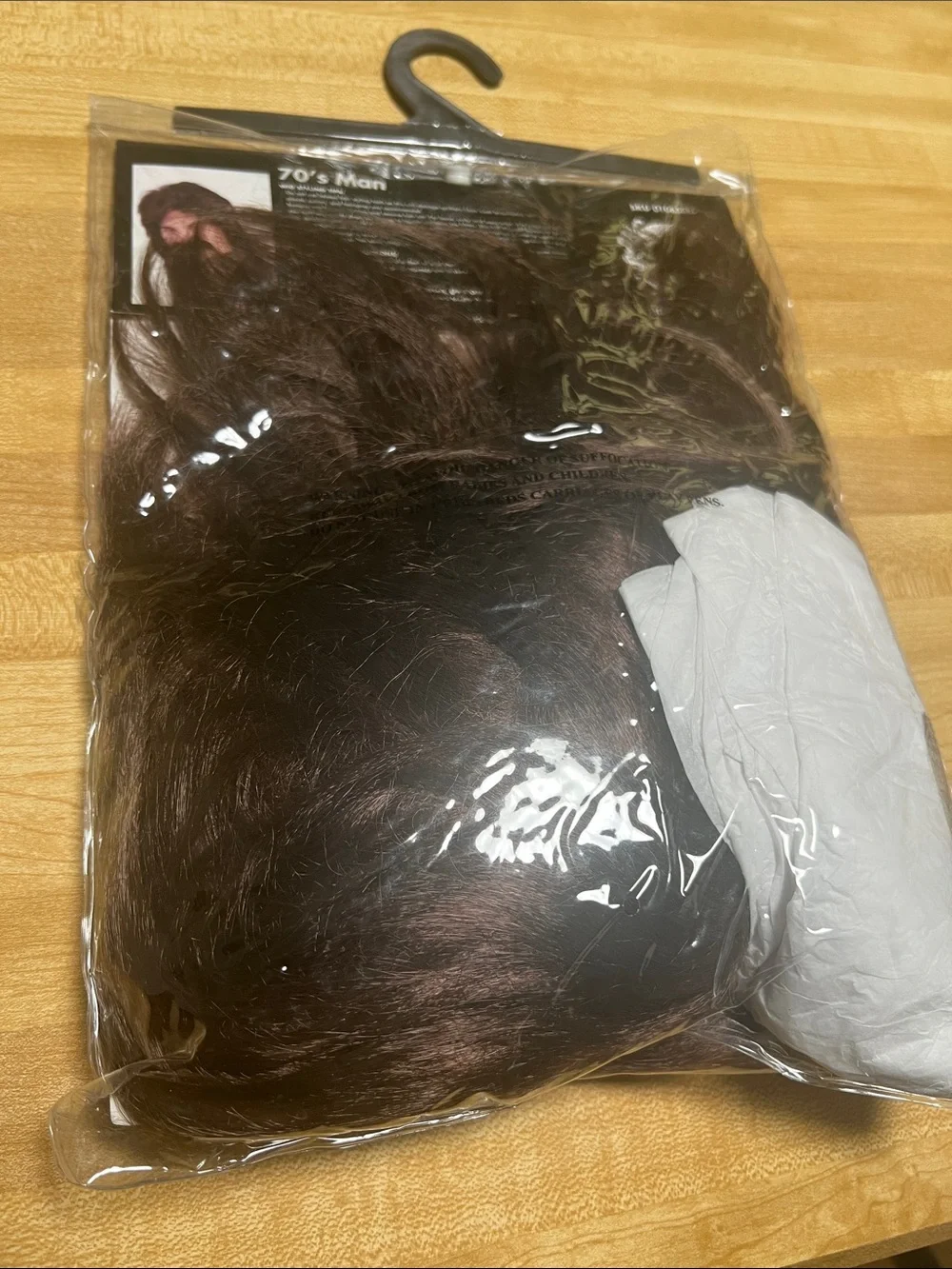#3029**Spirit 70s Brown Wig with Mustache - Brown